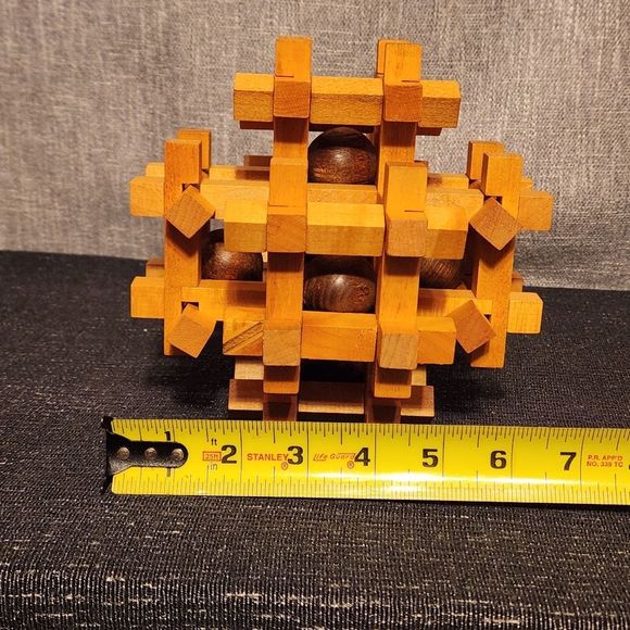 Arjeu Large Wooden Brain Teaser Wood Sculpture Puzzle Rare in Great Condition - Picture 5 of 8